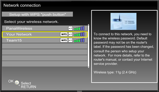 Wi-Fi network selection list