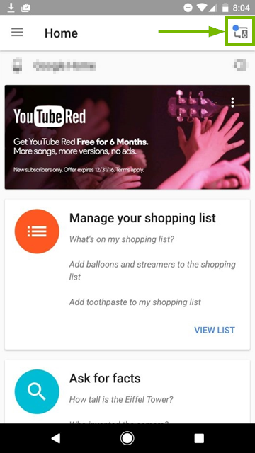 Devices icon pointed out in mobile app