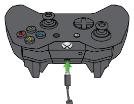 Charge cable being plugged into Xbox One controller.