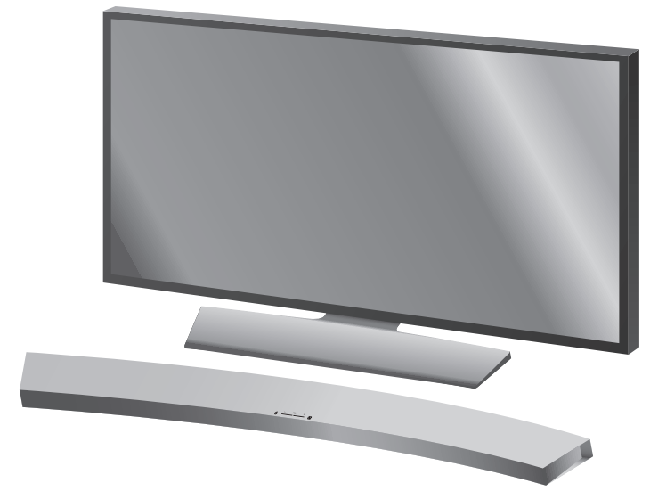 television with sound bar just in front of it