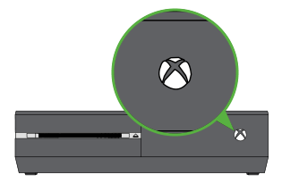 Power button pointed out on Xbox One.