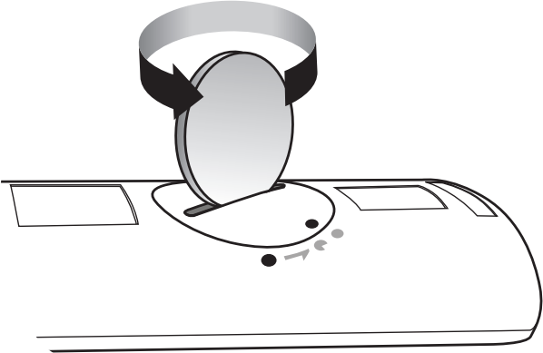 diagram of using a coin to open battery compartment on remote