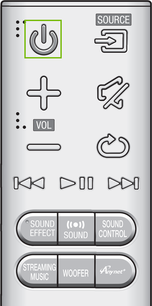 remote with power button highlighted