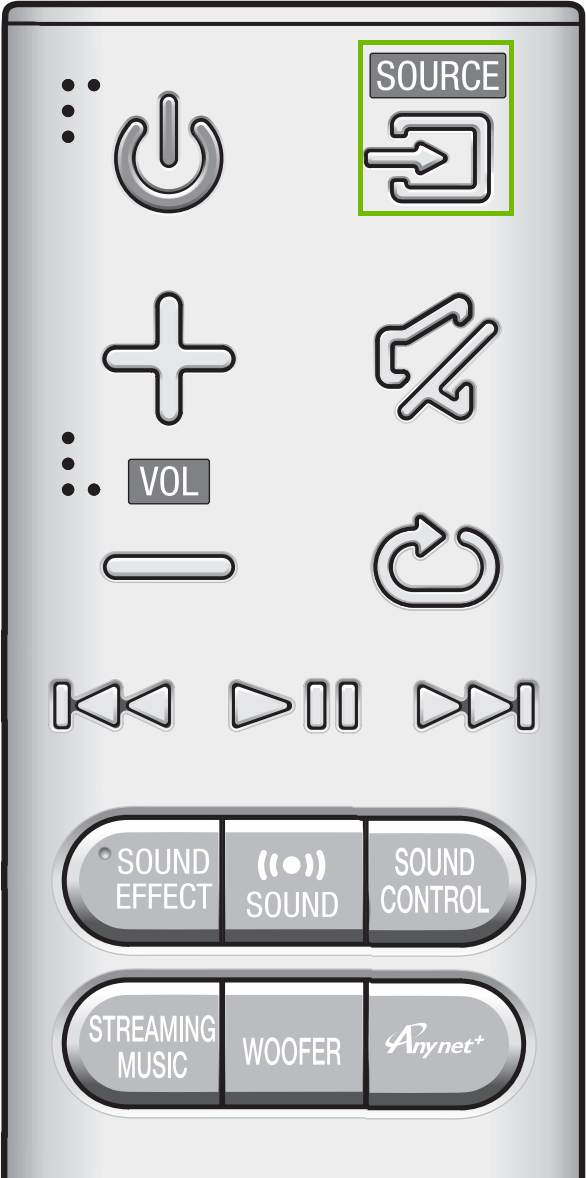 remote with source highlighted