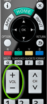 Volume controls on TV remote.