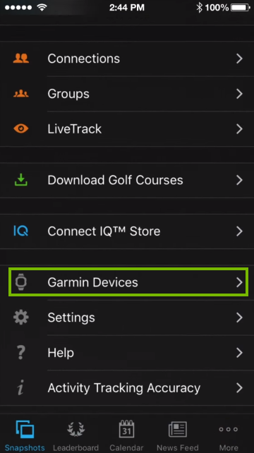 Mobile app more menu