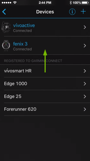 Devices screen in mobile app