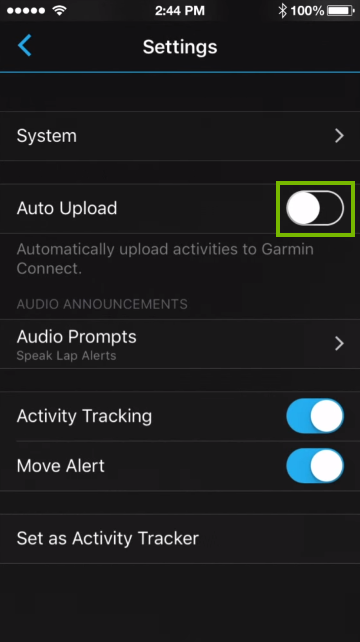 Auto upload option in mobile app