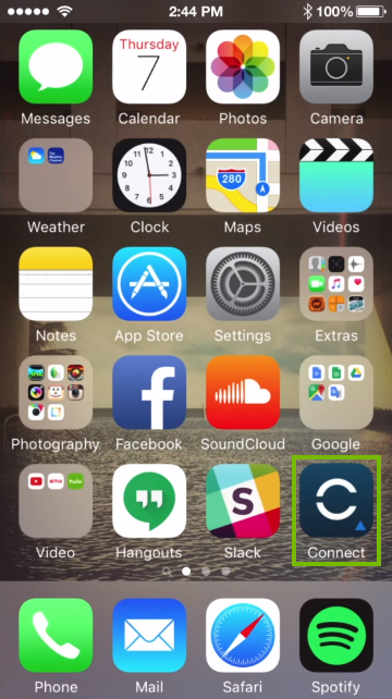 Mobile app icon on phone screen