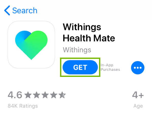 Get button highlighted in App Store for found app.