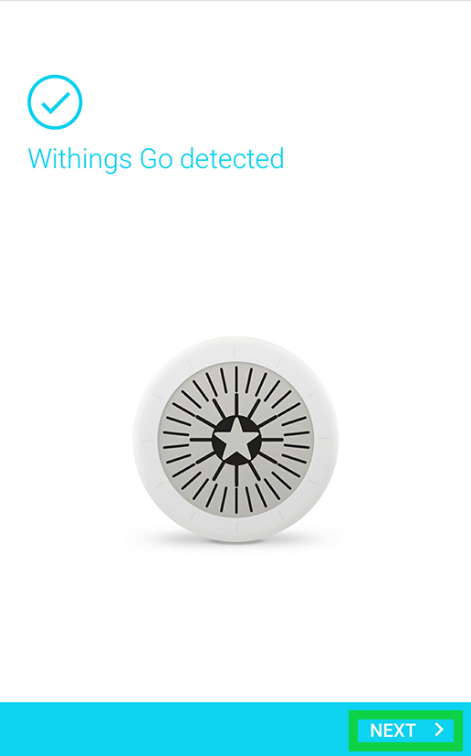 withings go detected with next highlighted