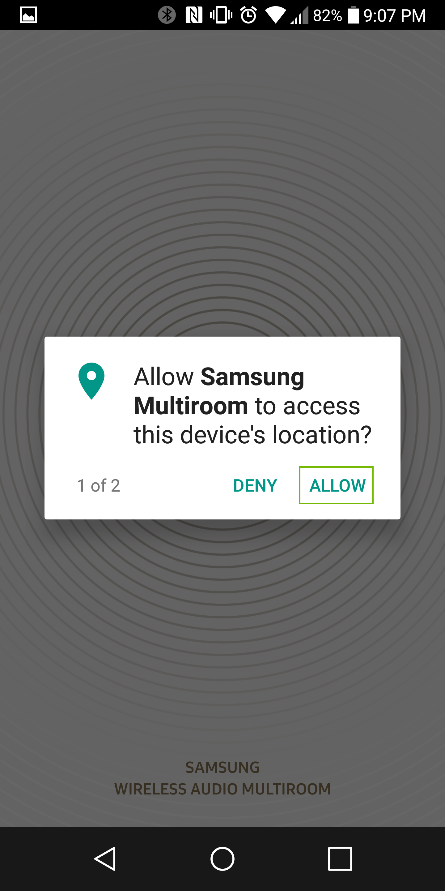 location permissions dialog with allow highlighted