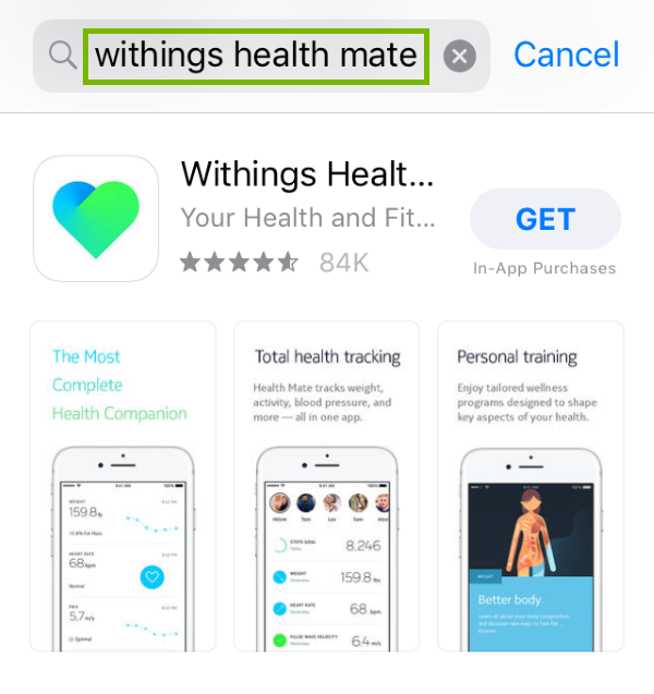 Keyword highlighted in App Store search.