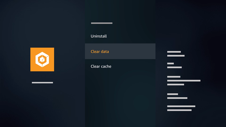 Clear data option highlighted for selected application.