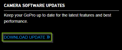GoPro website with the download update link highlighted.