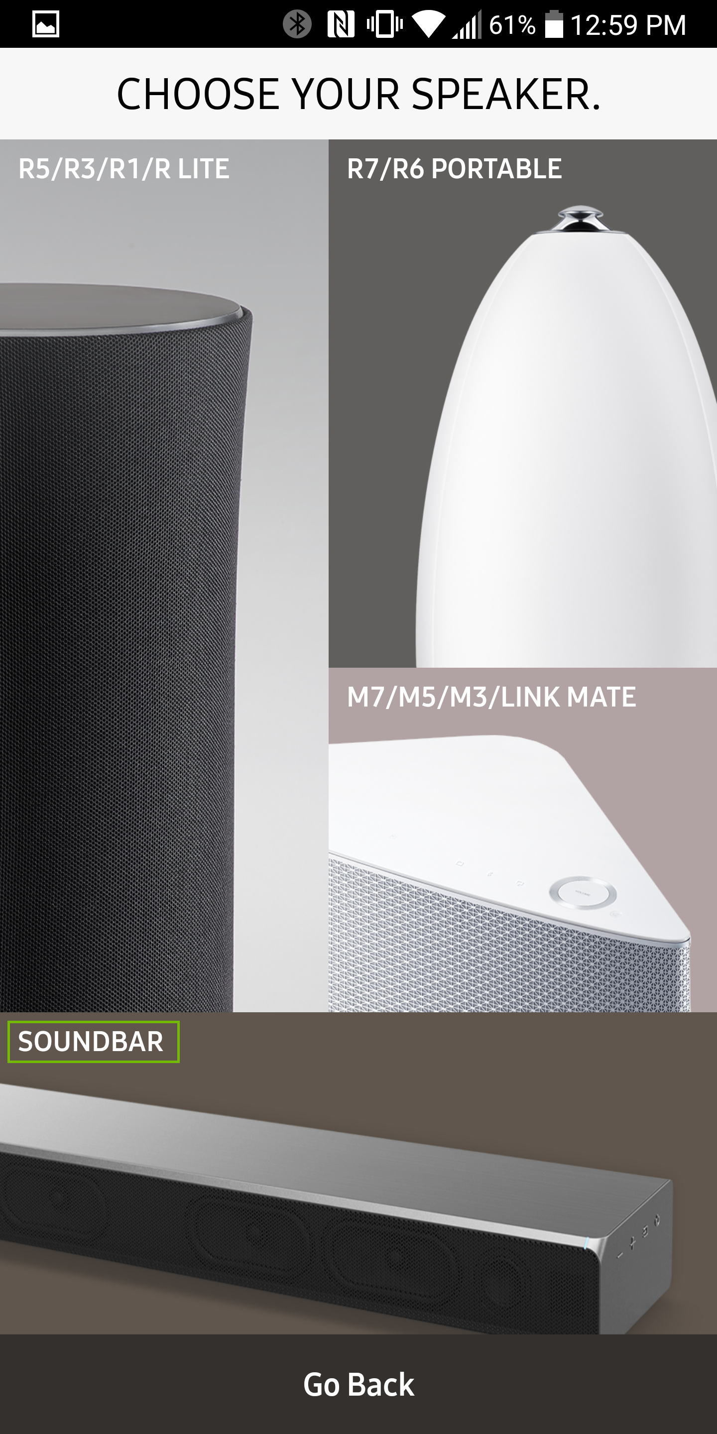 speaker select with soundbar highlighted