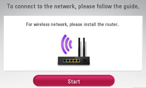 For wireless network please install router with a picture of a router and a start button