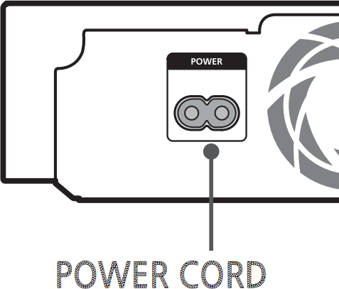 Diagram of power cable location on back of Blu-Ray player