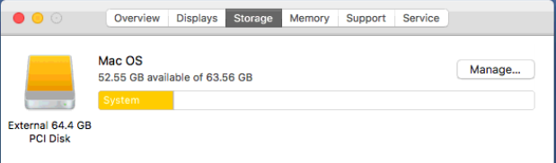 screenshot of storage tab