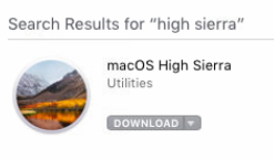 high sierra upgrade item in app store