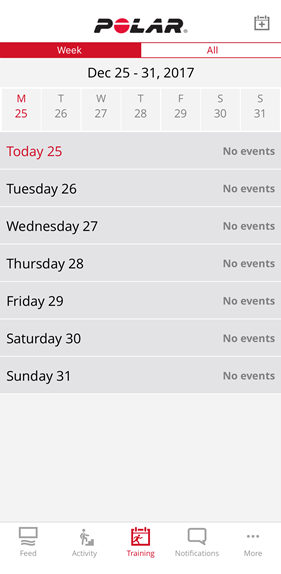 polar flow app home screen