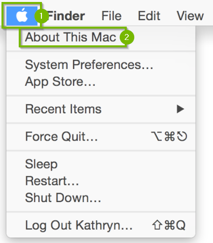 Apple menu with About This Mac highlighted.