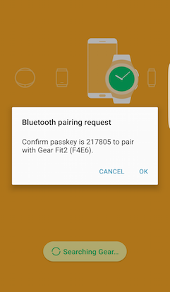 Mobile app Bluetooth pairing request screen