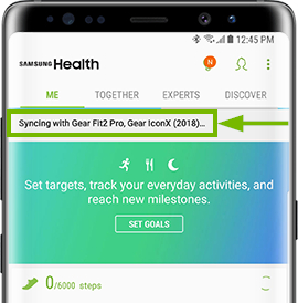 Syncing notification on main screen of mobile app