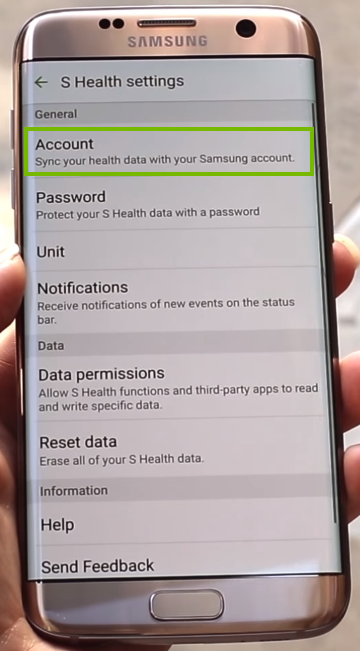 Mobile app settings screen