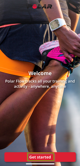 polar flow app welcome page