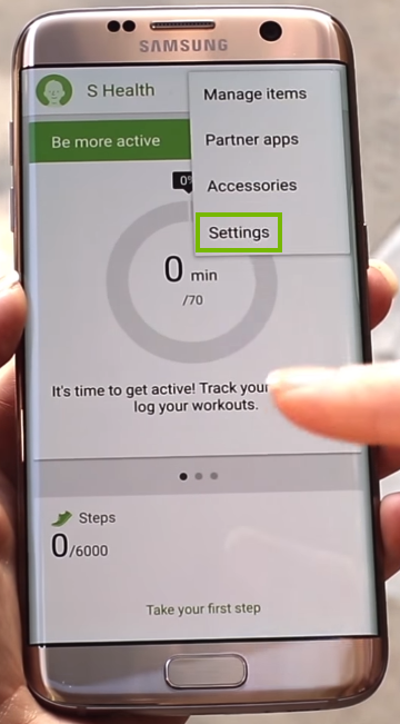 Main screen with menu popped down