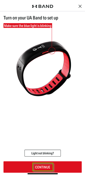 Screen of tracker showing where blue light would be at and continue is highlighted