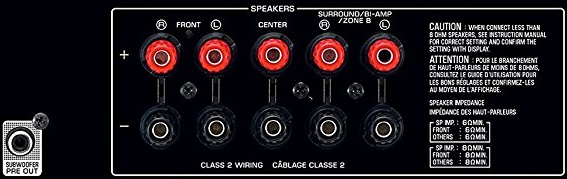 speaker plugs on back of receiver