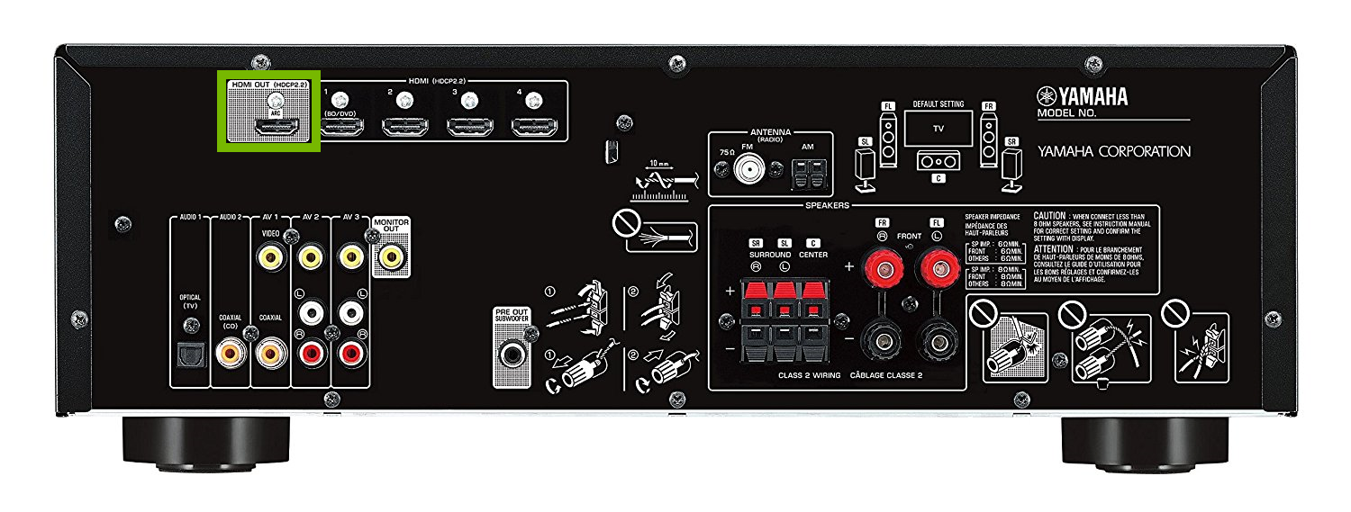 receiver with h d m i out port highlighted