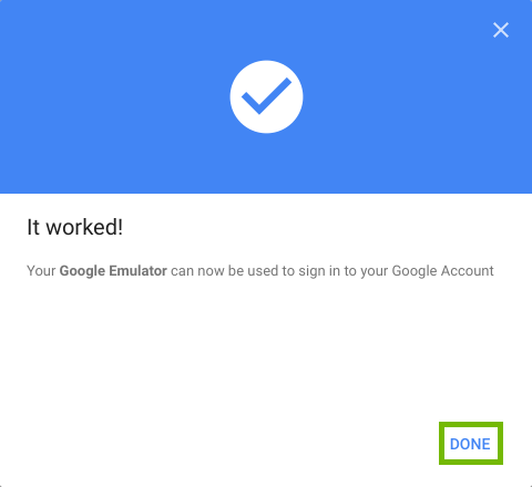 It worked prompt with Done highlighted.