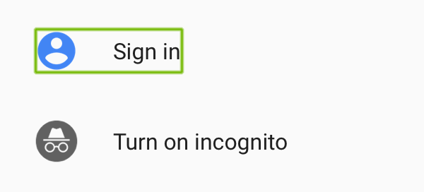 Sign in highlighted.