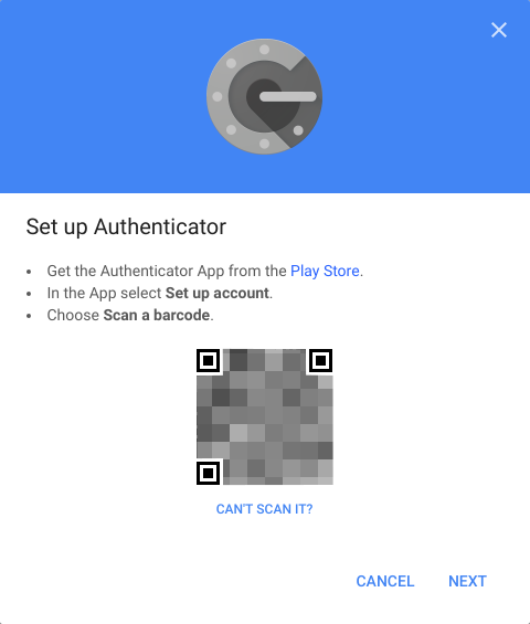 Setup Authenticator with QR code displayed.