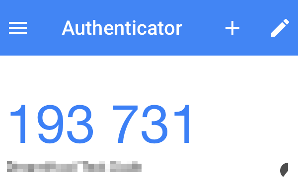 Authenticator with code displayed.
