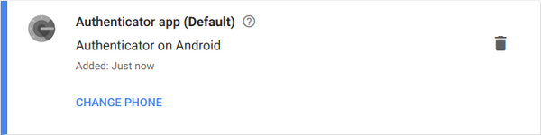Authenticator set as default method.