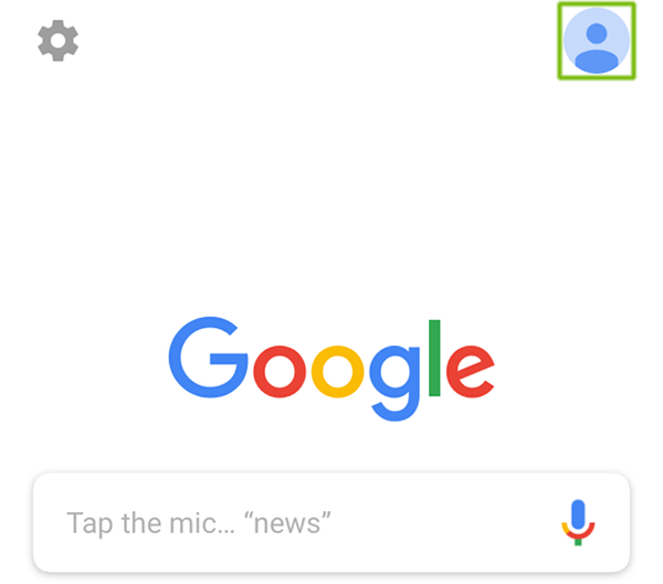 Google App with person silhouette highlighted.