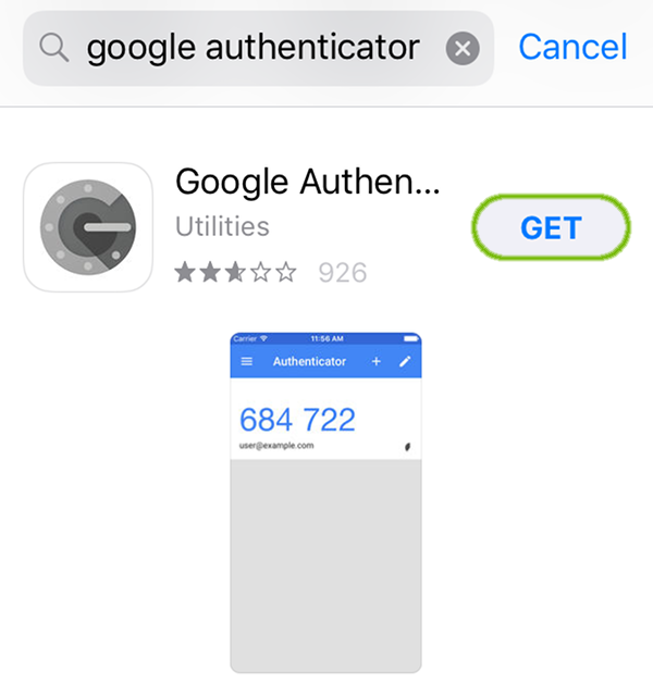 Searching for Google Authenticator.