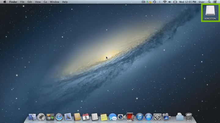 Opening the USB drive from Apple desktop.