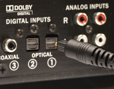optical cable on back of sound base