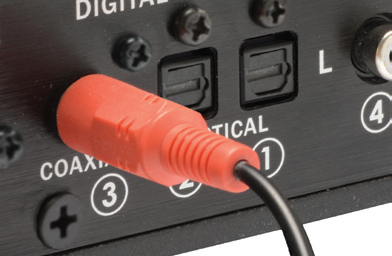 coaxial input on back of sound base