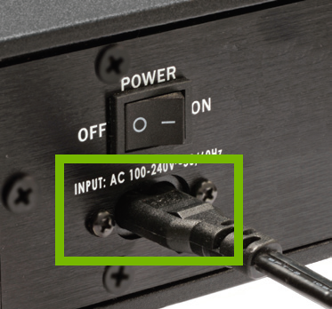 speaker power plug highlighted on back of sound bar