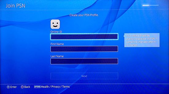 Online ID creation. Screenshot.