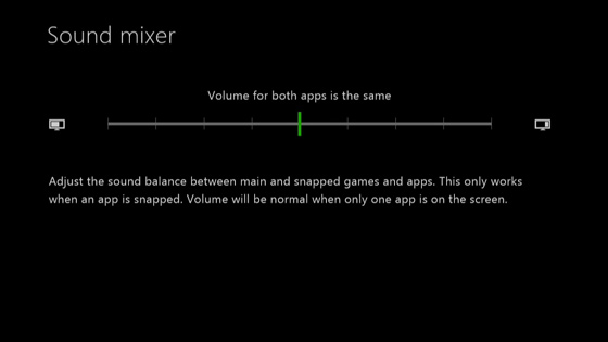 Sound mixer slider. Screenshot.