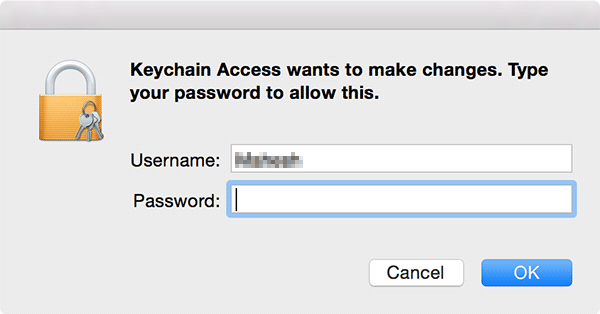 Pop-up requesting user to type in credentials.
