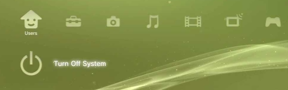 Users menu with Turn Off System selected. Screenshot.