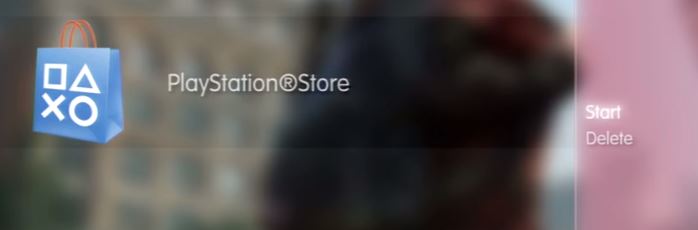 PlayStation Store with Start selected. Screenshot.